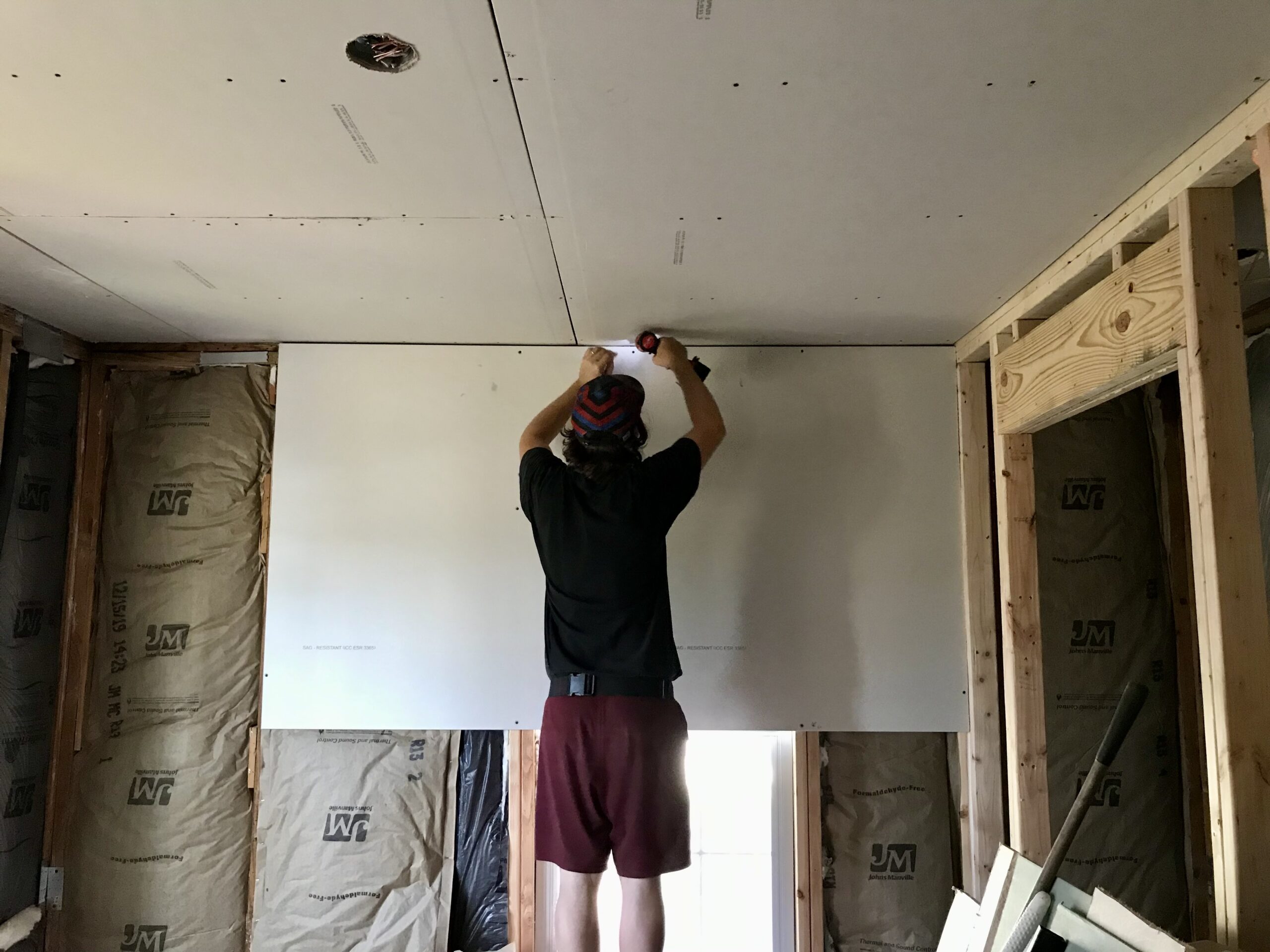 Drywall hanging on framing